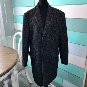 J. Crew Mercantile Herringbone Coat, size 44, white/black, Wool Blend
